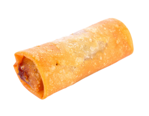 Crispy Golden Fried Egg Roll Appetizer Isolated on White Background.