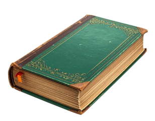Antique Green Leather Bound Book with Gold Embossing.