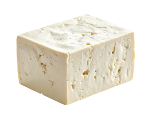 A block of firm tofu isolated on a white background.