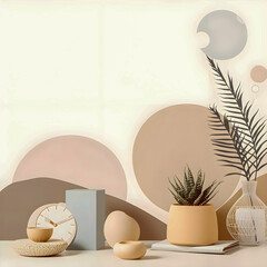 Remote Work Concept Background with Soft Neutral Colors