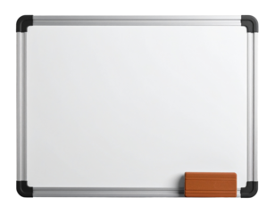 Empty Whiteboard with Eraser on White Background.