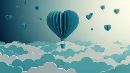 Obraz premium Hot air balloons floating among clouds