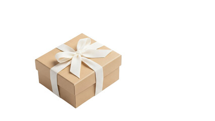 Elegant Brown Gift Box With White Ribbon On Black