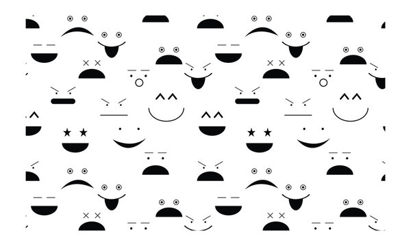 Vector illustration of a seamless vintage pattern collection featuring a set of black and white car icons and retro mustache silhouettes in a funny cartoon style design