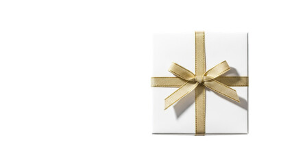 Elegant White Gift Box With Gold Ribbon And Bow