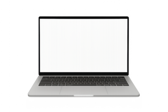 Laptop computer with blank screen on transparent background - Powered by Adobe