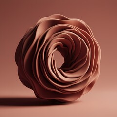 A three dimensional sculpture resembling a rose is depicted crafted from smooth flowing layers.