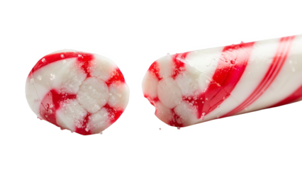 Red And White Striped Candy Cane Crosssection On Black