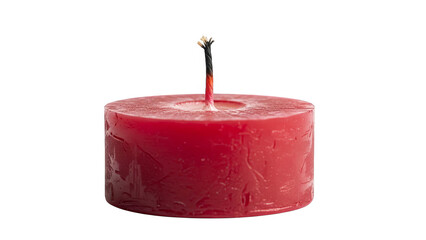 Unlit Red Cylindrical Candle With Wick On Black Background