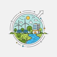 Fototapeta premium Sustainable Energy and Green Technology Landscape.