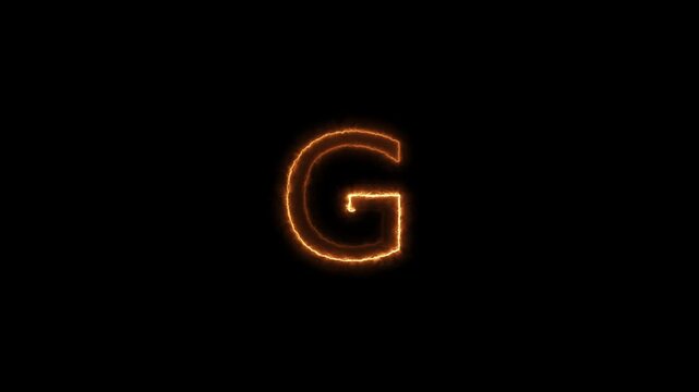 Animated neon letter G. Educational concept with neon letter. alphabet footages font word template sign symbol on black background.