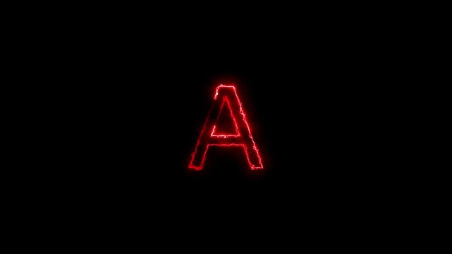 Animated neon letter A. Educational concept with neon letter. alphabet footages font word template sign symbol on black background.