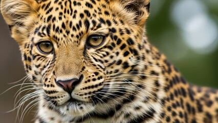 Obraz premium Close-up of a majestic leopard with detailed spots in natural habitat