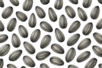 Sunflower seeds hand drawn seamless pattern transparent