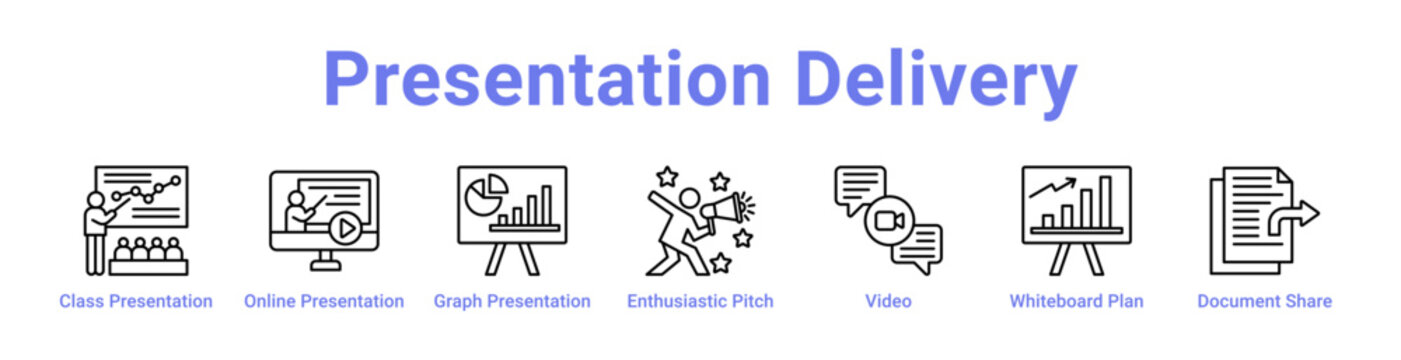 Presentation Delivery Icon Banner and Collection