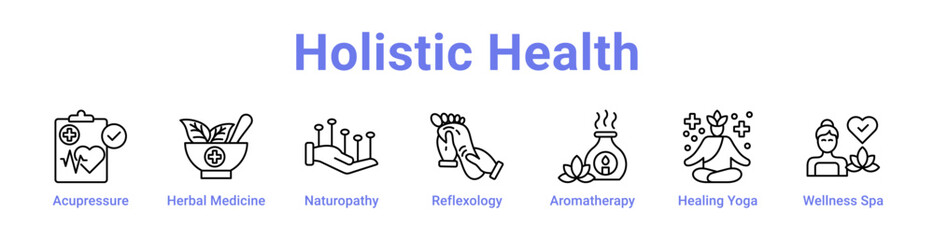 Holistic Health Icon Banner and Collection