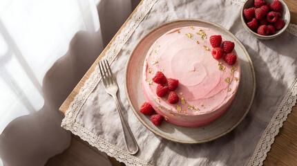 Raspberry Cake with Pink Frosting