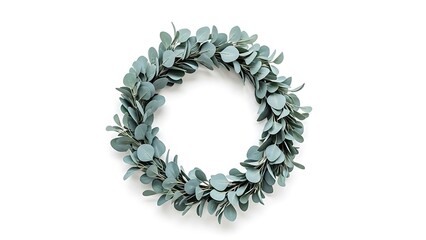 Eucalyptus Wreath on White Background.