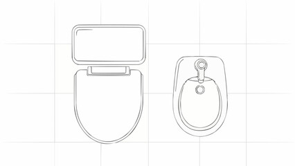 Top view sketch of a toilet and bidet side by side. © Bismillah
