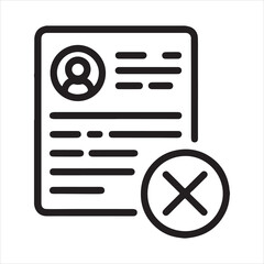 Profile rejected or deleted icon with x mark