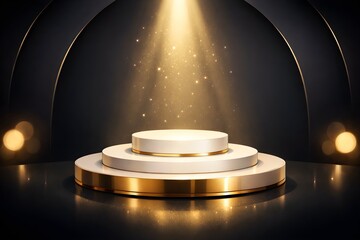 Luxury jewelry podium with spotlight glow minimal vector background 