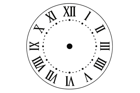Vintage clock face with roman numerals showing time