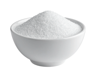 A White Bowl Filled With Granulated Sugar.