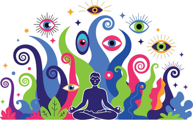 Naklejka premium Meditation and third eye