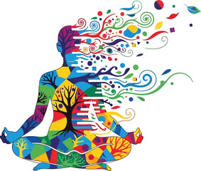 Person meditating colorful