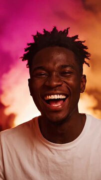 Happy Young Man Celebrating with Sparklers