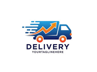 Professional delivery truck logo with growing arrow and modern design