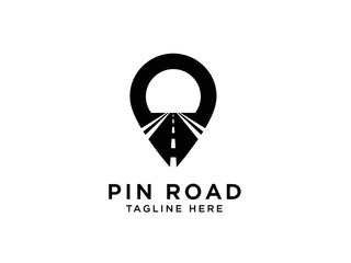 Modern pin road logo with tagline on white background