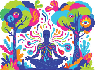 Person meditating colorful