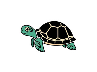 Fototapeta premium Cute turtle walking with big smile on face