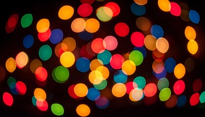 Multicolored blurred lights against a black background