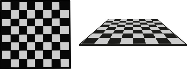 Checkered Chess Board Pattern in Top and Perspective View © Cik