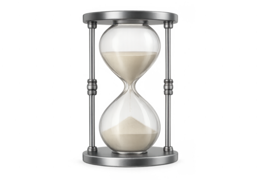 Hourglass device measuring time with falling sand - Powered by Adobe