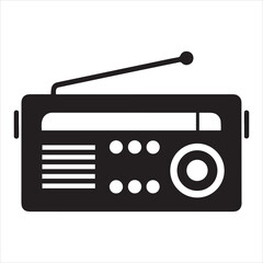 Hand Crank Radio Silhouette Vector Illustration