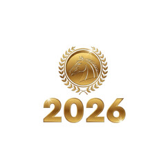 Golden Year 2026 Emblem with Laurel Wreath and Palm Tree.
