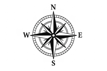 Compass rose guiding direction and navigation symbol