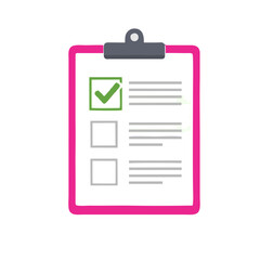 Clipboard Checklist Icon with Green Check Mark and Survey Task Illustration