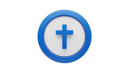 Fototapeta premium Blue Cross Icon on White Circle with Blue Border