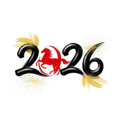 Year 2026 Chinese Zodiac Horse Celebration Graphic.