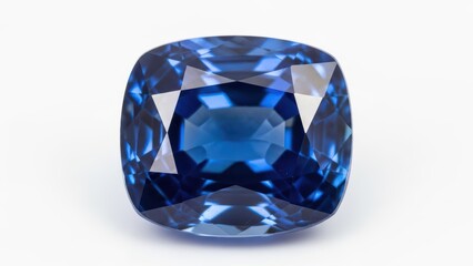 Fototapeta premium Stunning deep blue sapphire gemstone with intricate facets and flawless clarity