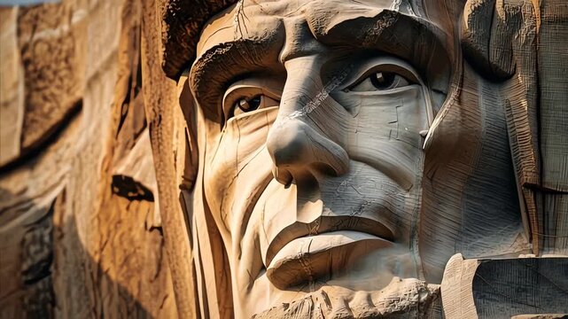 Close Up Detail of Mt Rushmore Monument Carving