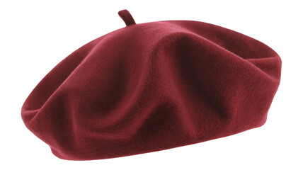 Red Beret in Soft Fabric with Elegant Drape and Warm Lighting for Fashion