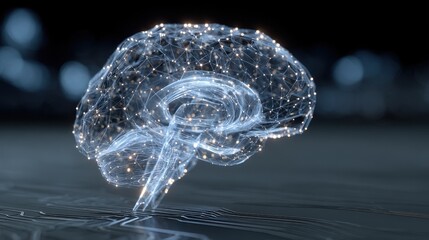 Digital brain concept representing artificial intelligence and machine learning on a circuit board background