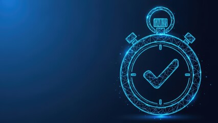 A digital stopwatch with a checkmark symbolizing speed and success