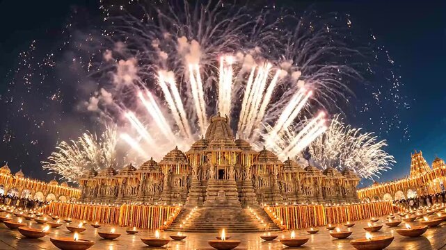 Ram Mandir Diwali Fireworks Festival Celebration