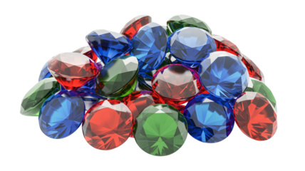 Pile of Poker Chips in Vibrant Colors with Shiny Finish and Reflective Lighting for Casino Theme